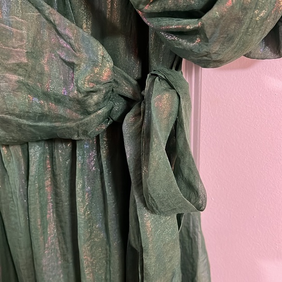 Jessa Kae Mommy & Me matching green puff sleeve faux wrap dresses - Picture 9 of 13